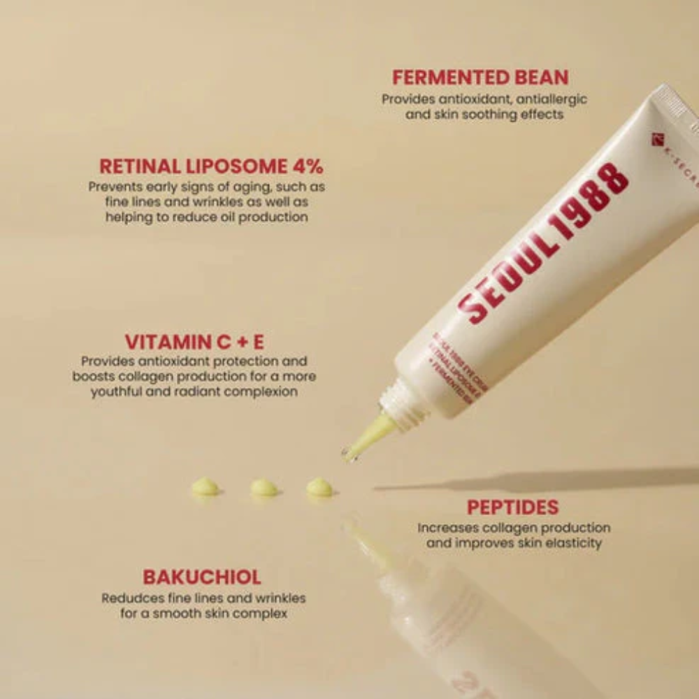 K-Secret Seoul 1988 Eye Cream: Retinal Liposome 4% + Fermented Bean 30ml - Image 5